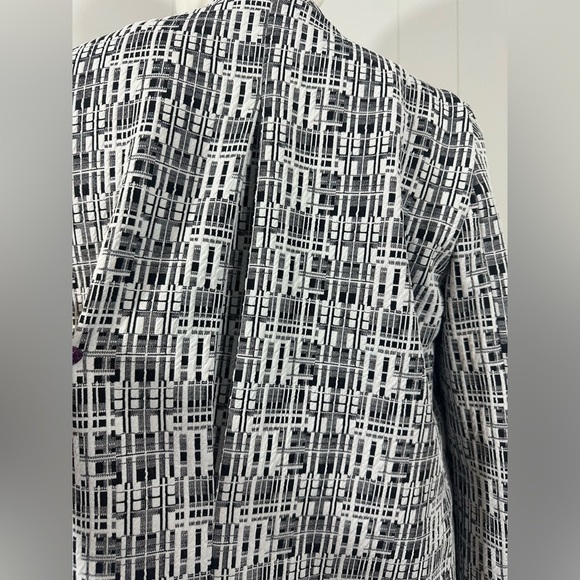 Calvin Klein Sz 2P Blazer Open Jacket Black White Jacquard Textured Stretch - Picture 7 of 11